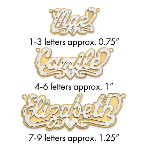 10k 3D Two-tone Satin Diamond-cut Name Plate