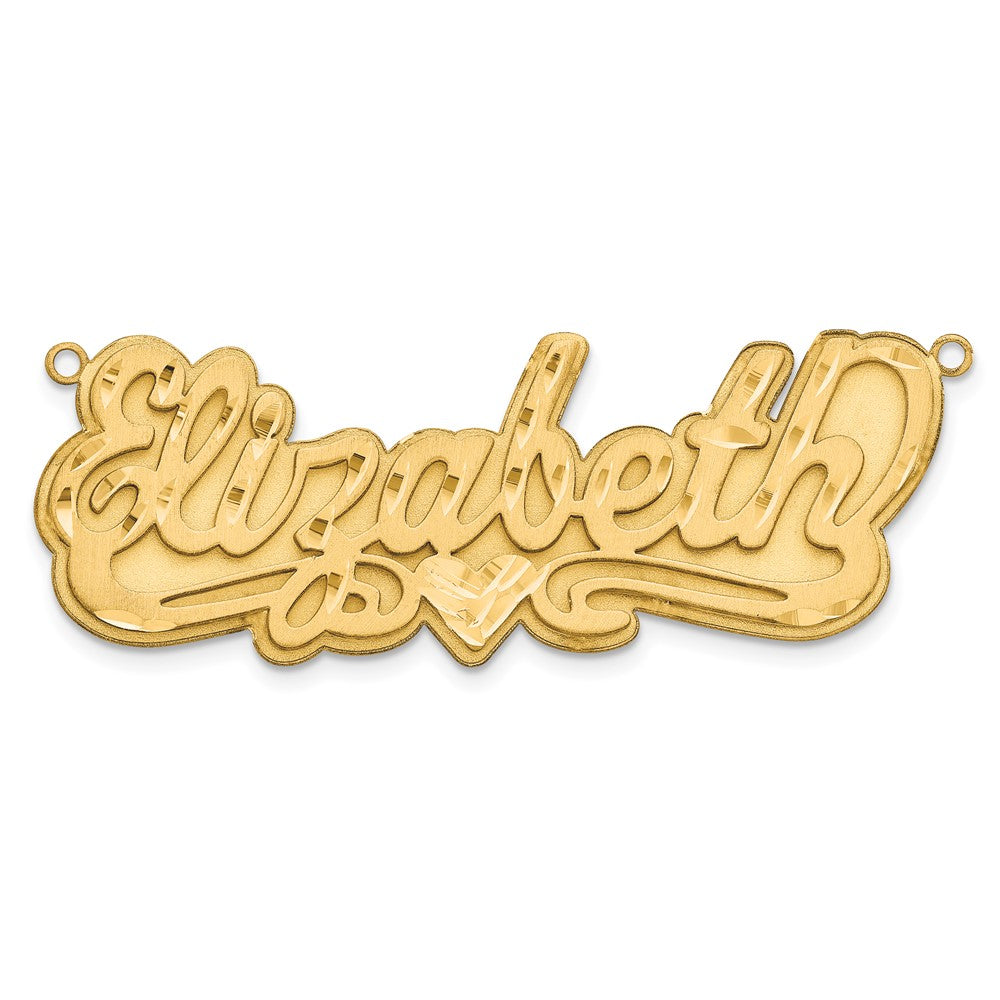 10k Yellow Gold 3D Satin Diamond-cut Heart Name Plate