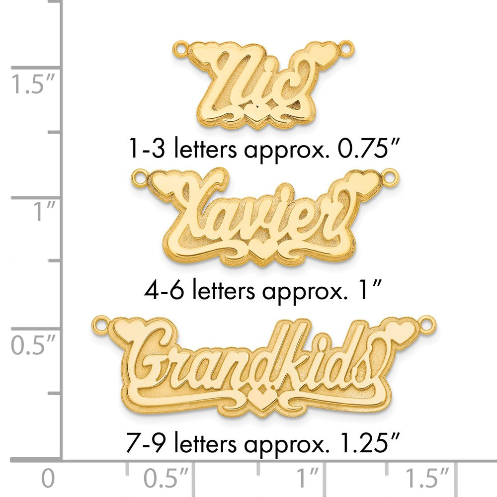 10k Yellow Gold 3D Polished Hearts Name Plate