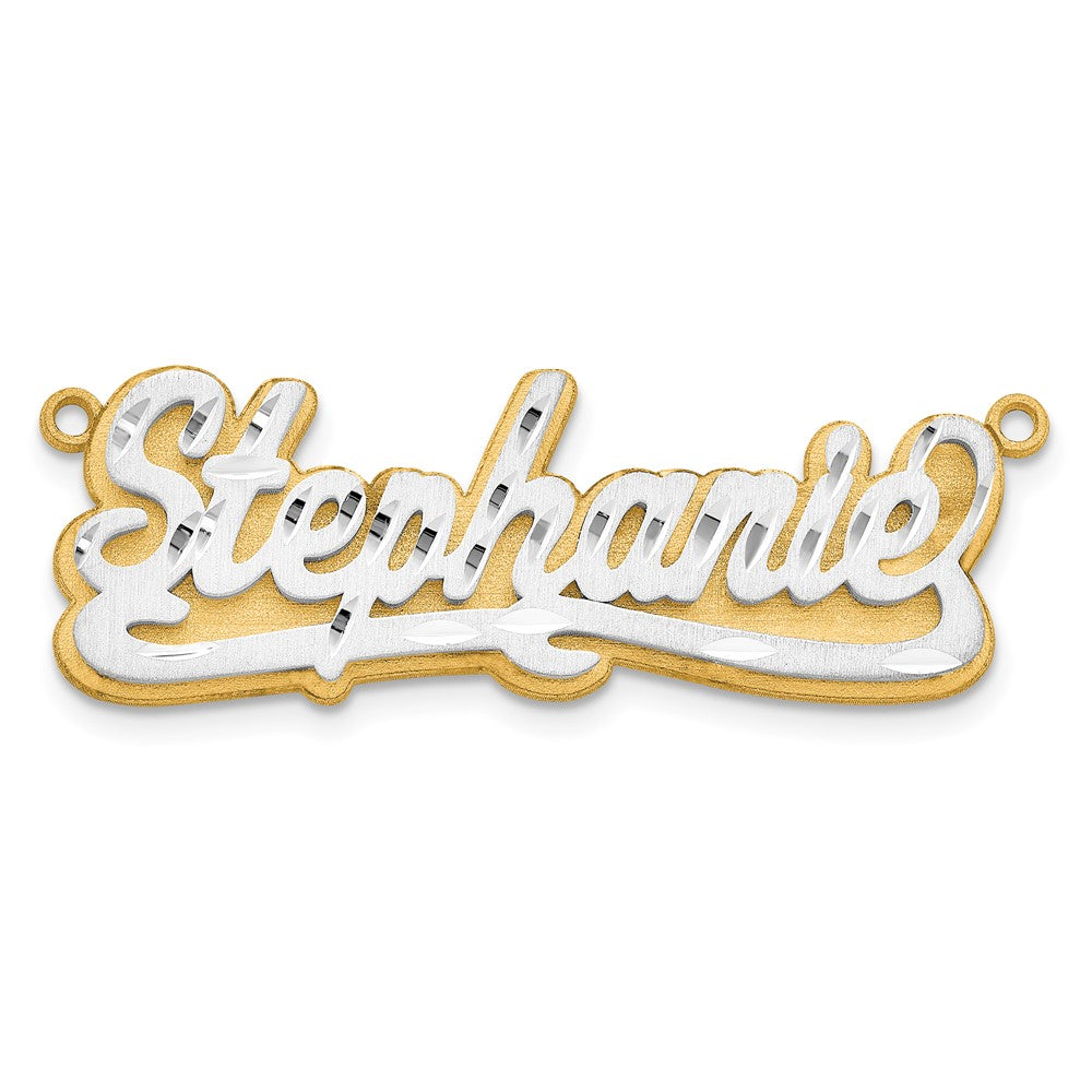 10k 3D Two-tone Satin Diamond-cut Name Plate