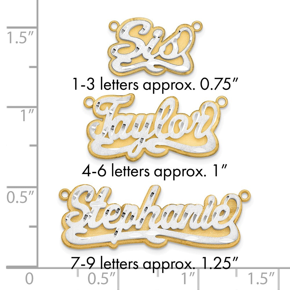 10k 3D Two-tone Satin Diamond-cut Name Plate