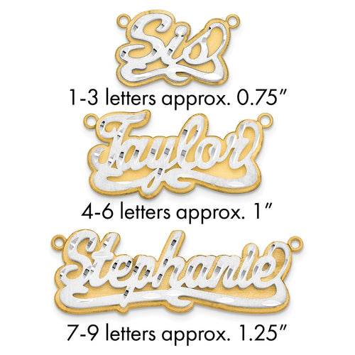 10k 3D Two-tone Satin Diamond-cut Name Plate