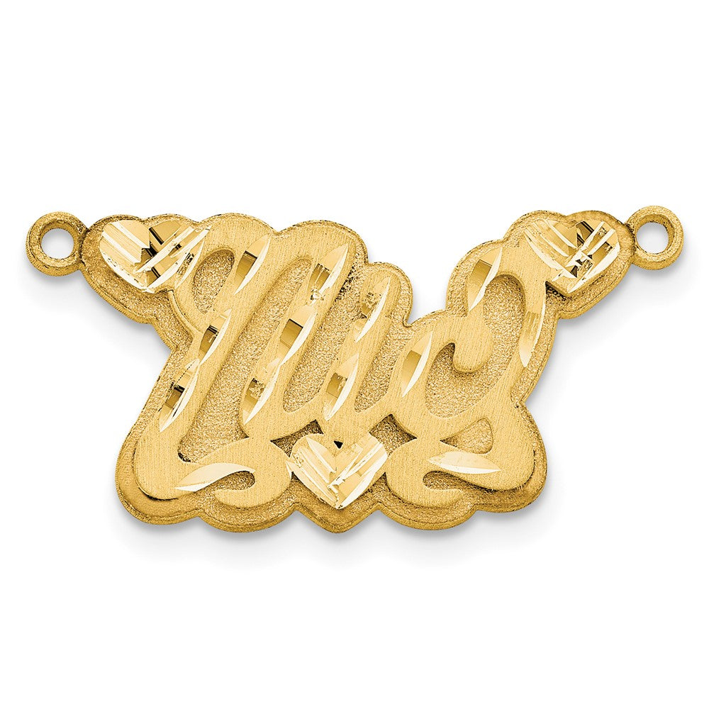 10k Yellow Gold 3D Satin Diamond-cut Hearts Name Plate