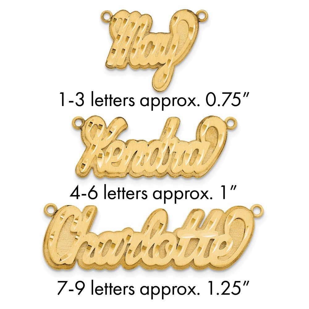 10k Yellow Gold 3D Satin Diamond-cut Name Plate