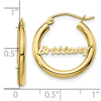 10k Yellow Gold Small Diamond-cut Name Plate Hoop Earrings