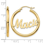 10k Yellow Gold Diamond-cut Name Plate Hoop Earrings