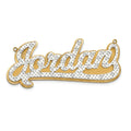 10k Yellow Gold and Rhodium 3D Diamond Name Plate