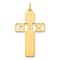 10k Yellow Gold Cross with Cut-out Name Charm