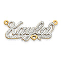 10k Yellow Gold and Rhodium 3D Diamond Name Plate
