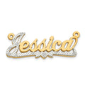 10k Yellow Gold and Rhodium 3D Diamond Name Plate