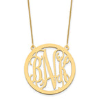 10k Yellow Gold Large Round Monogram Necklace