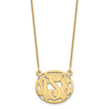 10k Yellow Gold Etched Oval Monogram Necklace