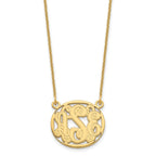 10k Yellow Gold Etched Oval Monogram Necklace