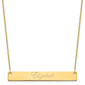 10k Yellow Gold Large EDWAEDIAN SCRIPT Bar Necklace