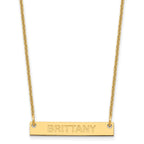 10k Yellow Gold Small Capitalized ARIAL ROUNDED Bar Necklace