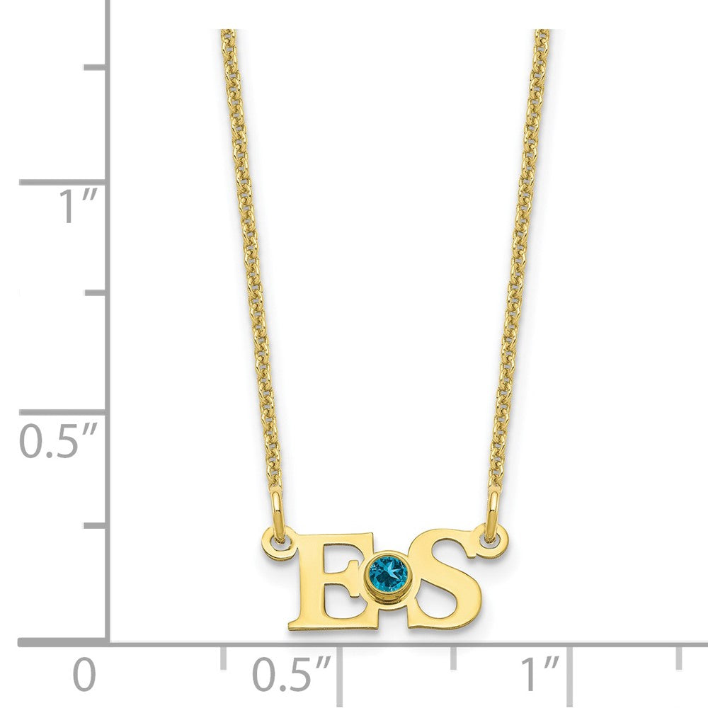 10k Yellow Gold 2 Initials w/14k Bezel Birthstone Necklace