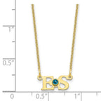 10k Yellow Gold 2 Initials w/14k Bezel Birthstone Necklace