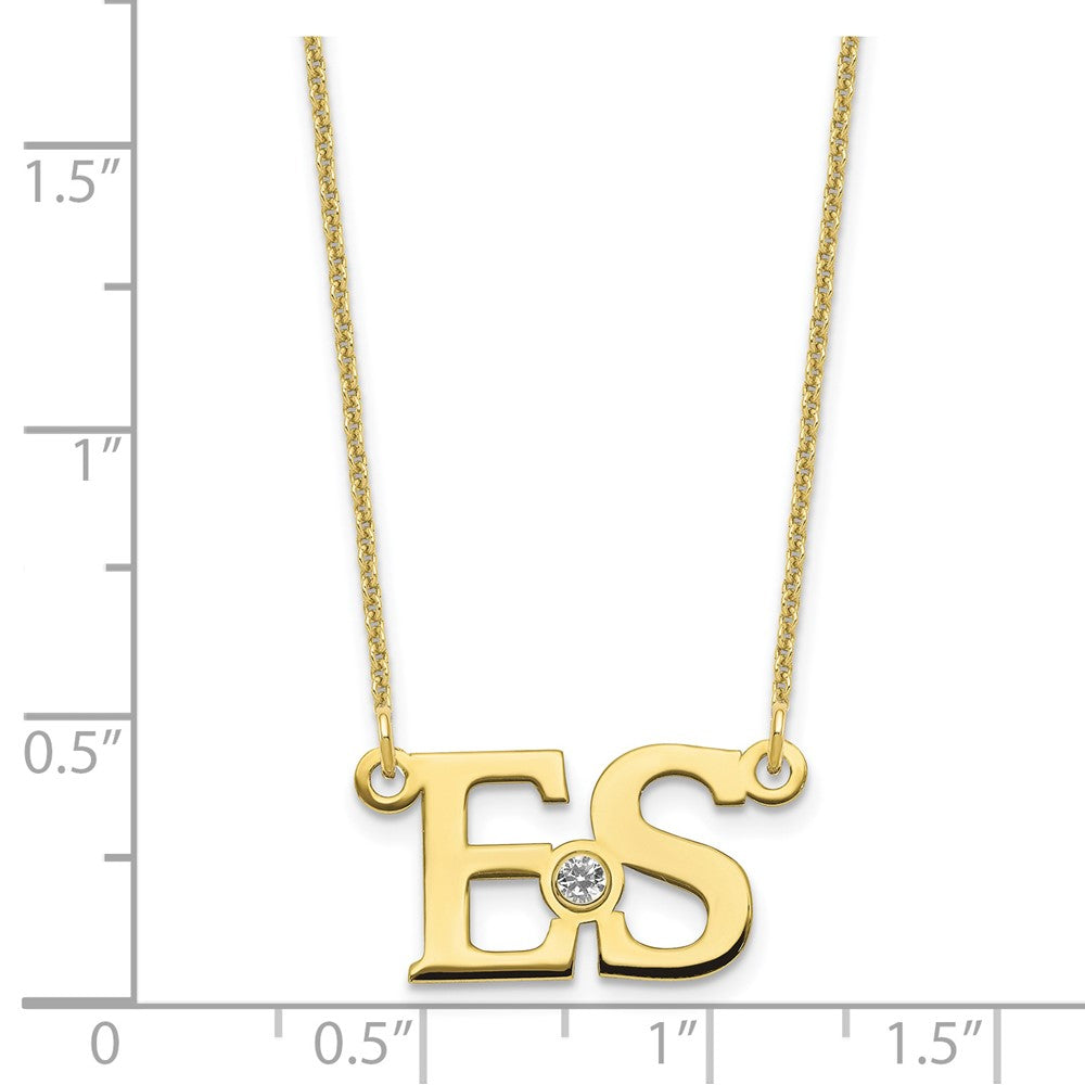 10k Yellow Gold 2 Initials w/14k Bezel Birthstone Necklace