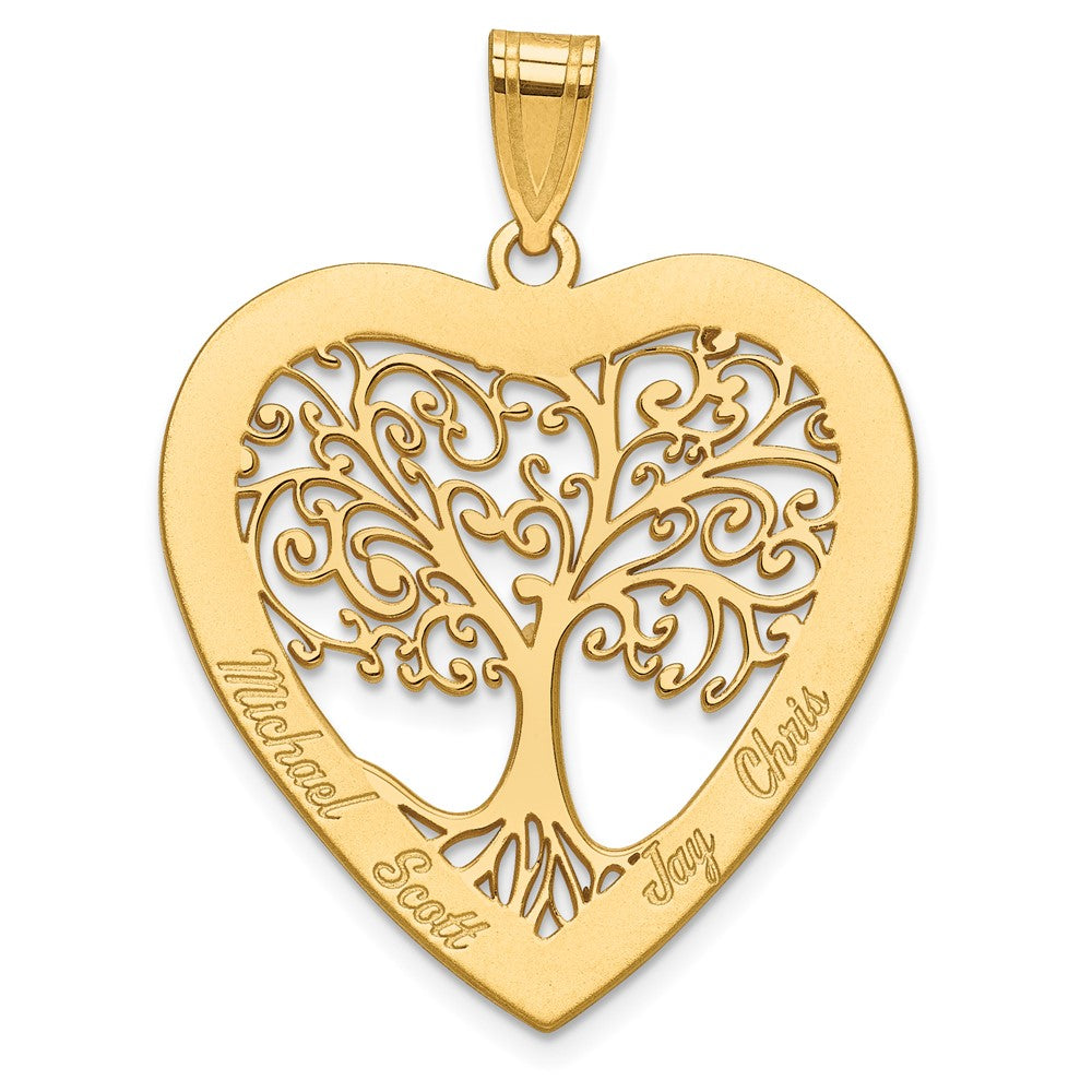10KY Heart Family Tree Pendant