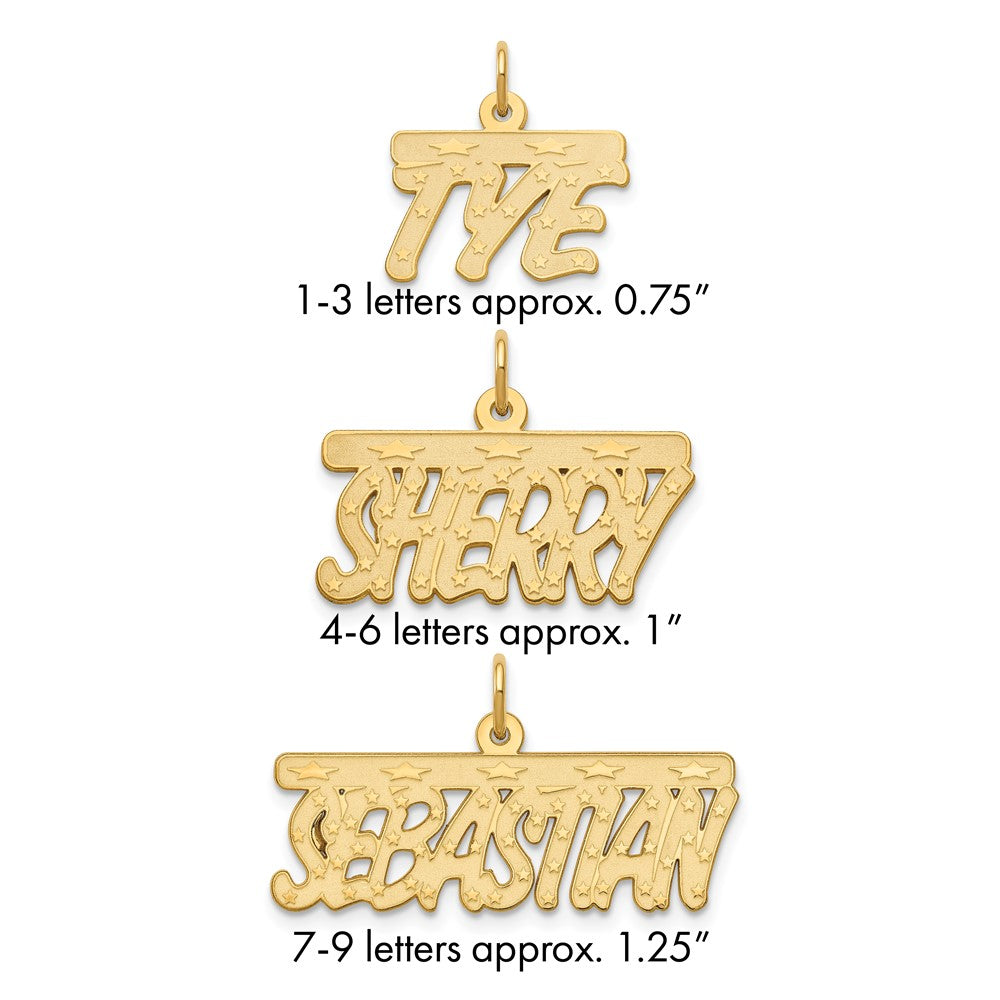 10k Yellow Gold Satin Stars Name Plate