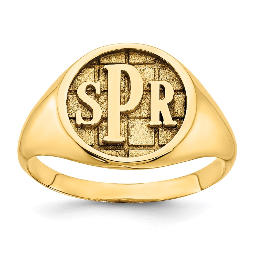 10k Yellow Gold Textured Monogram Signet Ring