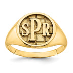 10k Yellow Gold Textured Monogram Signet Ring