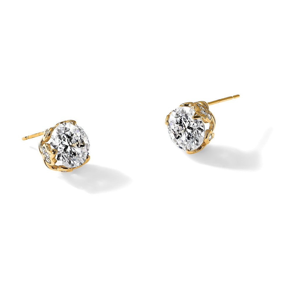 10K Tiara Collection Polished CZ Post Earrings