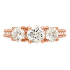 10K Tiara Collection Rose Gold Polished 3 Stone CZ Ring