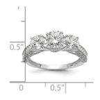10K Tiara Collection White Gold Polished 3 Stone CZ Ring
