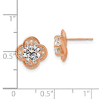 10K Tiara Collection Rose Gold Polished CZ Post Earrings