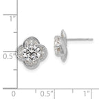 10K Tiara Collection White Gold Polished CZ Post Earrings