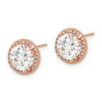 10K Tiara Collection Rose Gold Polished CZ Post Earrings