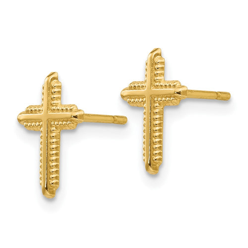 10K Polished Cross Post Earrings