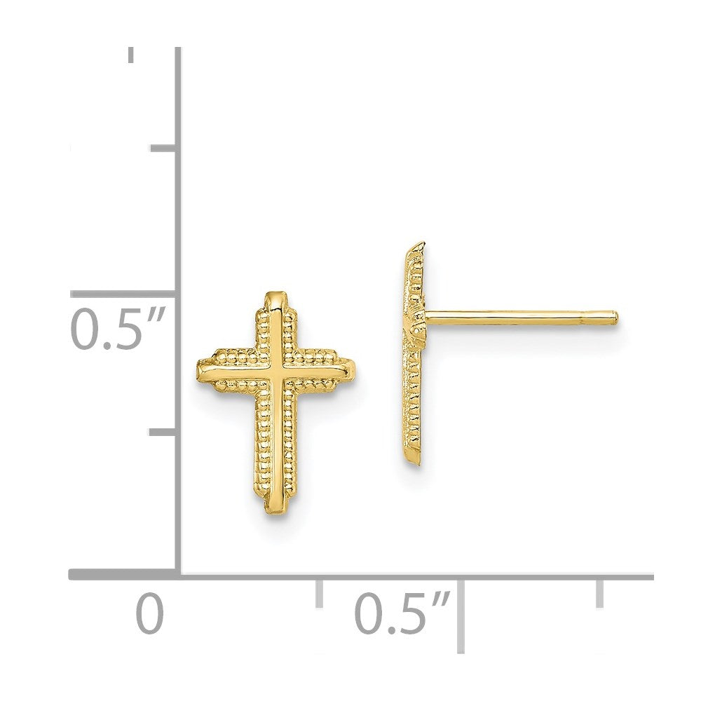 10K Polished Cross Post Earrings