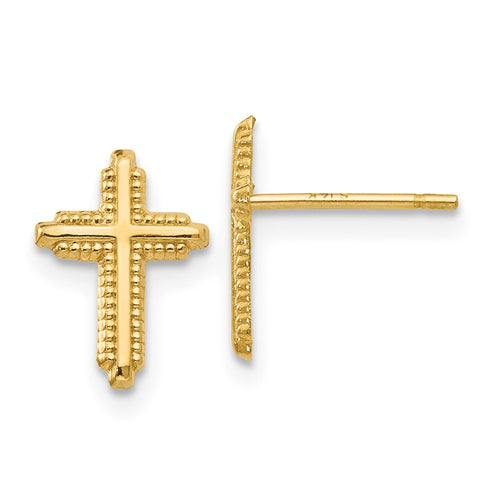 10K Polished Cross Post Earrings