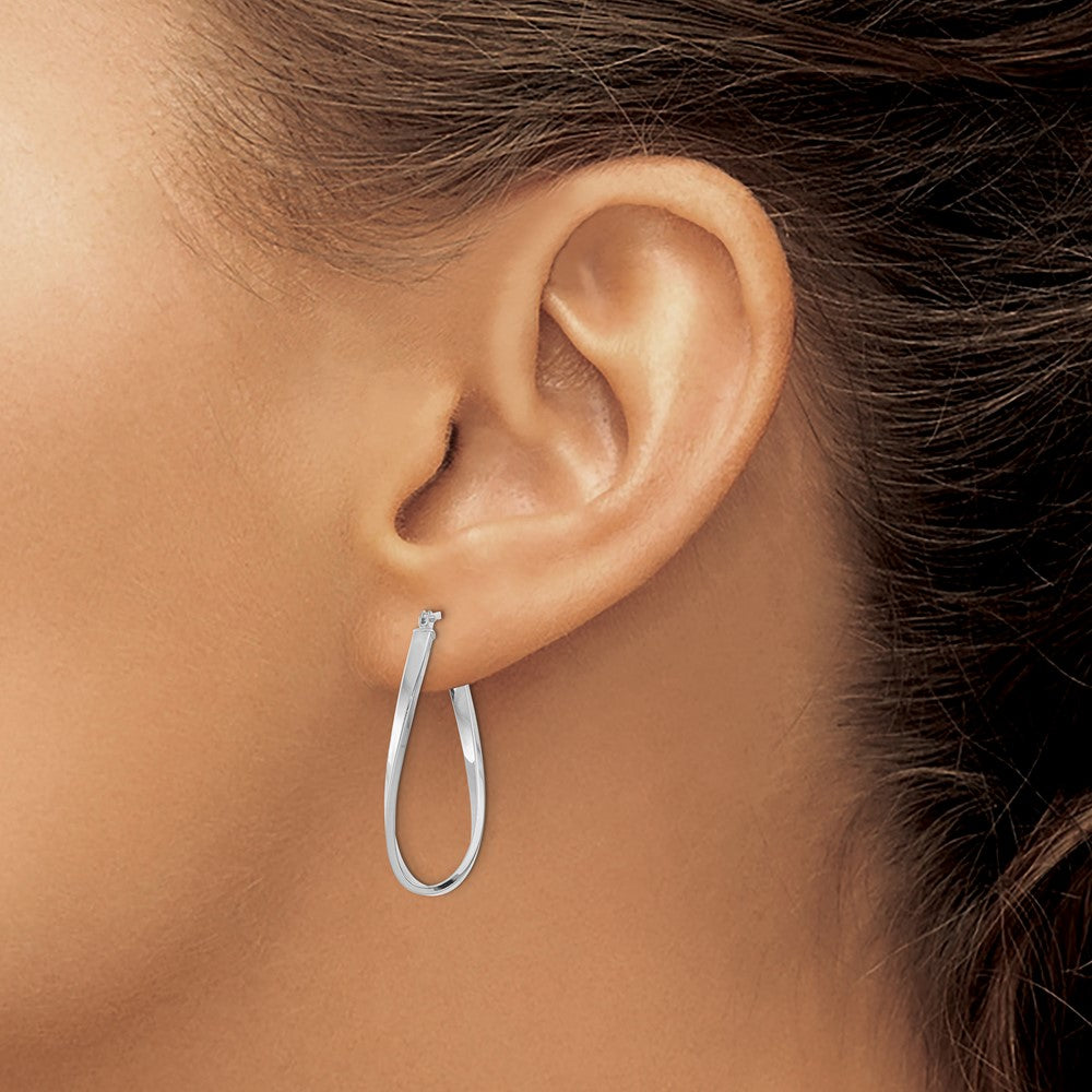 10k White Gold Twisted Hoop Earrings