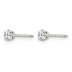 Inverness Stainless Steel 3mm Square CZ Post Piercing Earrings
