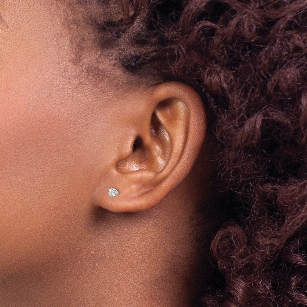 Inverness Stainless Steel 3mm Square CZ Post Piercing Earrings