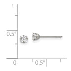 Inverness Stainless Steel 3mm Square CZ Post Piercing Earrings