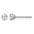 Inverness Stainless Steel 3mm Square CZ Post Piercing Earrings