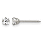 Inverness Stainless Steel 3mm Square CZ Post Piercing Earrings