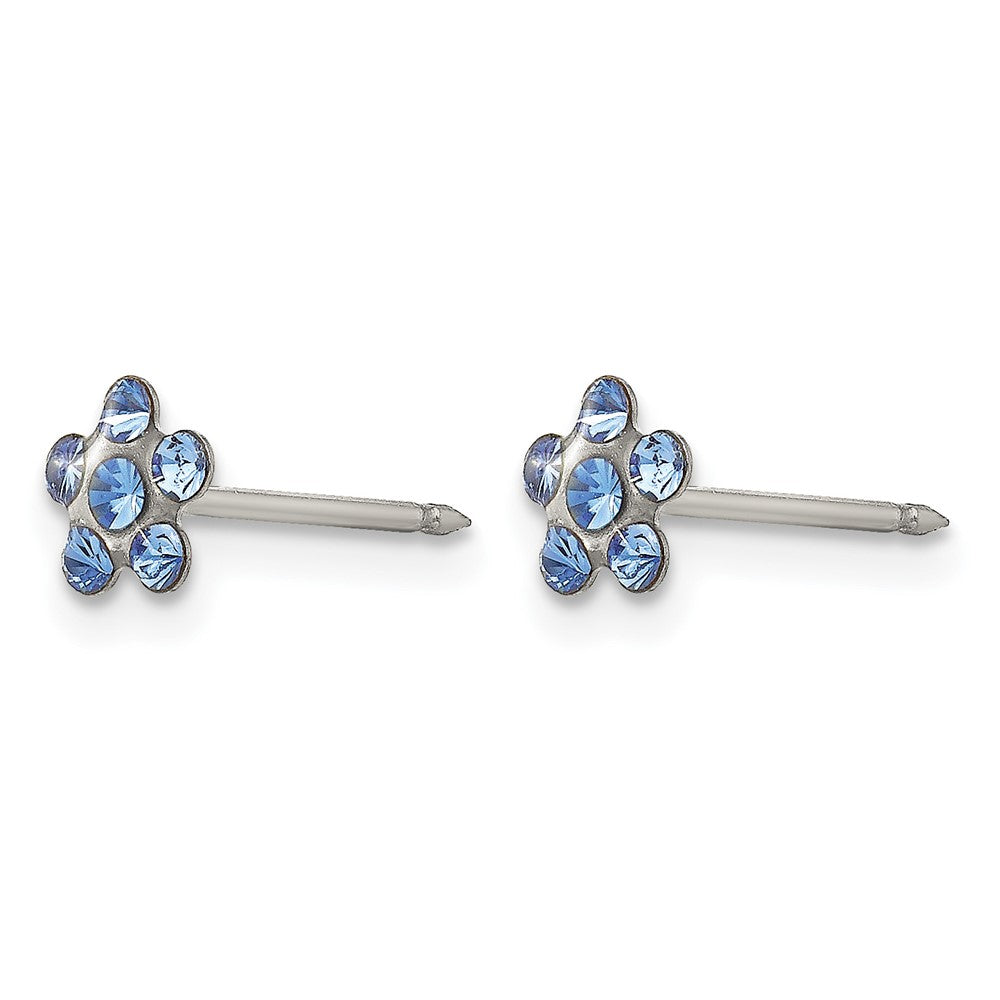 Inverness Stainless Steel Blue Crystal Flower Post Piercing Earrings