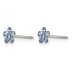 Inverness Stainless Steel Blue Crystal Flower Post Piercing Earrings