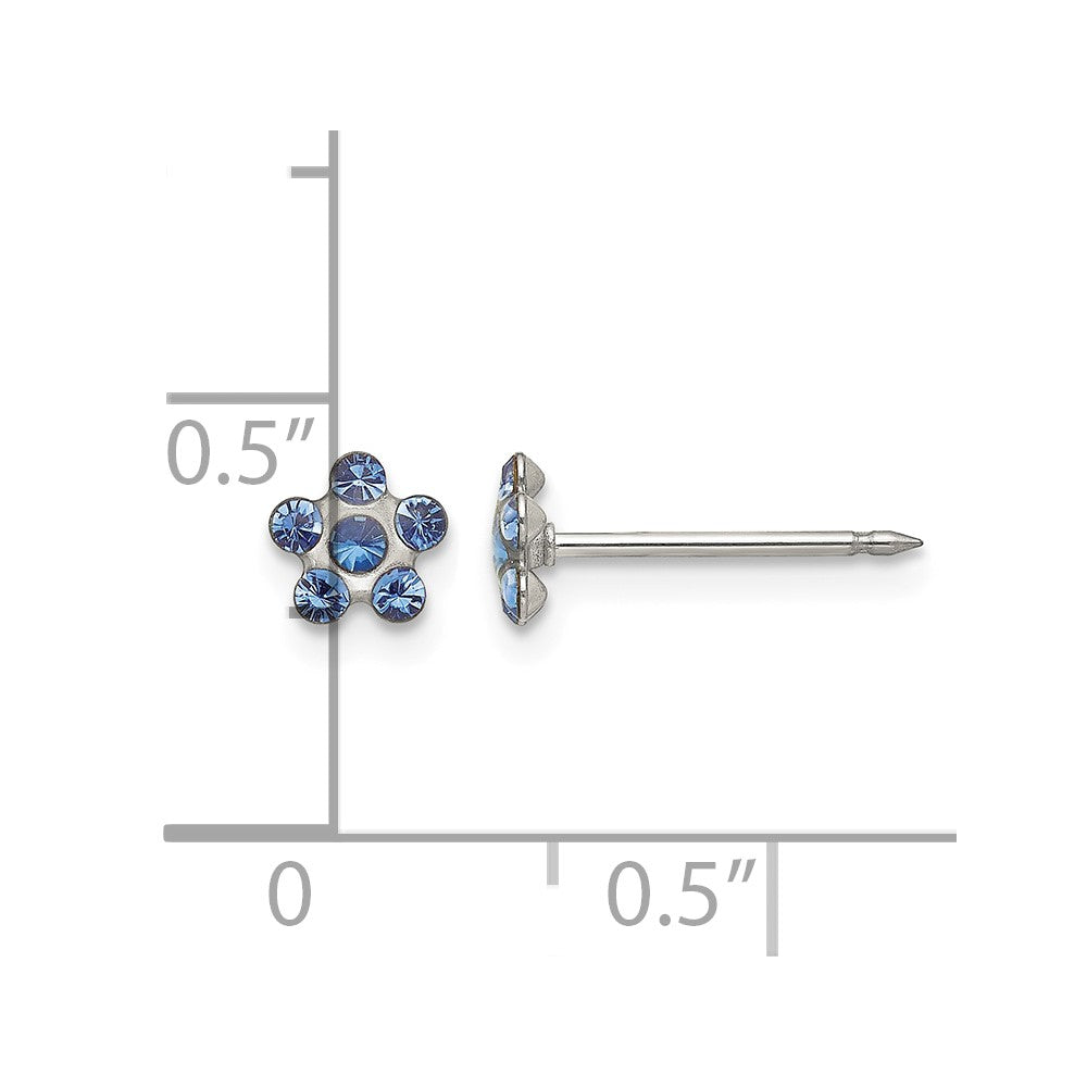 Inverness Stainless Steel Blue Crystal Flower Post Piercing Earrings