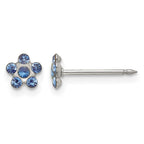 Inverness Stainless Steel Blue Crystal Flower Post Piercing Earrings