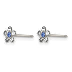 Inverness Stainless Steel Clear and Blue Crystal Flower Post Piercing Earrings