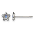 Inverness Stainless Steel Clear and Blue Crystal Flower Post Piercing Earrings