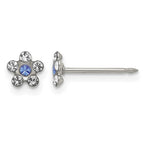 Inverness Stainless Steel Clear and Blue Crystal Flower Post Piercing Earrings