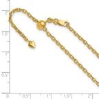 14K Adjustable 2.5mm Semi-Solid D/C Cable Chain