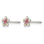 Inverness Stainless Steel Clear and Rose Crystal Flower Post Piercing Earrings